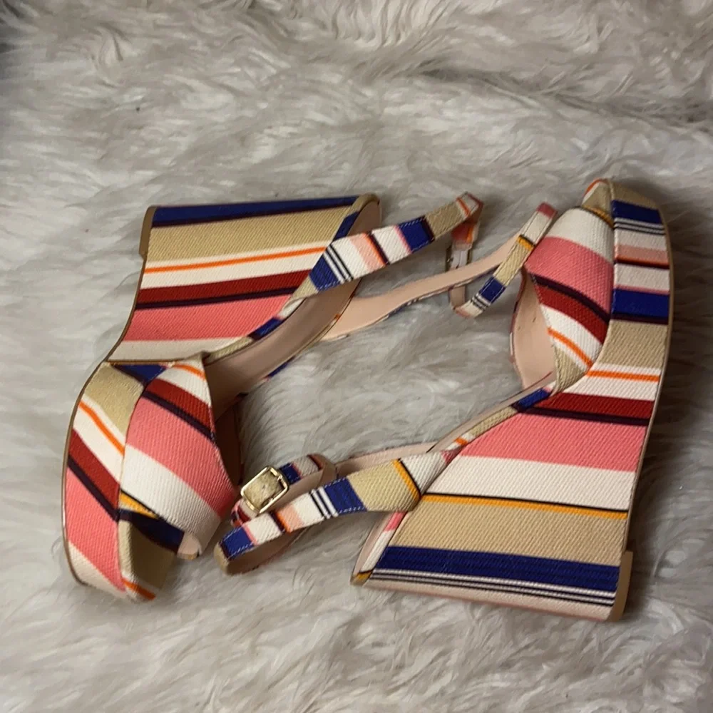 Kate Spade striped Dellie platform wedge sandals